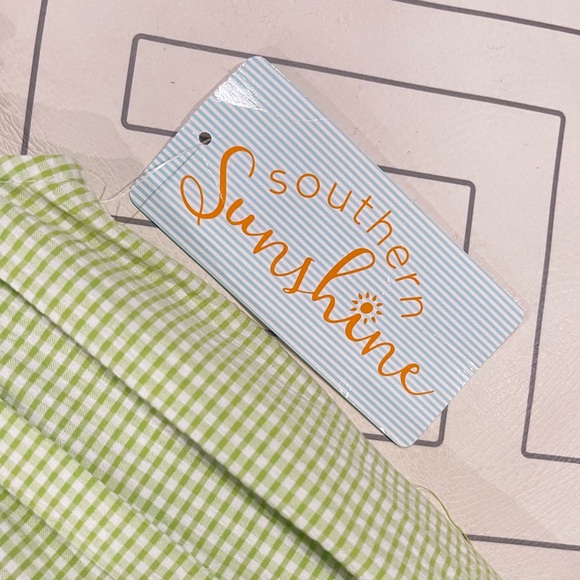 NWT Southern Sunshine Gingham Smocked Flamingo Dress - Picture 6 of 13